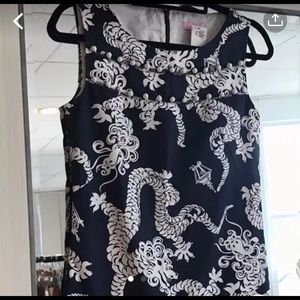 Lilly Pulitzer Navy shift dragon print